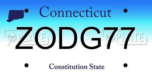 ZODG77 Connecticut License Plate