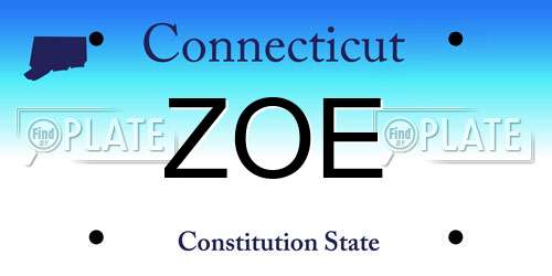 ZOE Connecticut License Plate