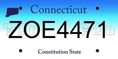 ZOE4471 Connecticut License Plate