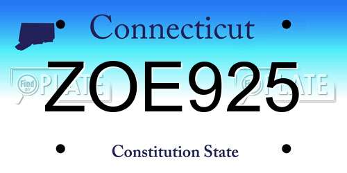 ZOE925 Connecticut License Plate