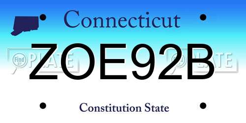 ZOE92B Connecticut License Plate
