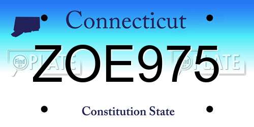 ZOE975 Connecticut License Plate