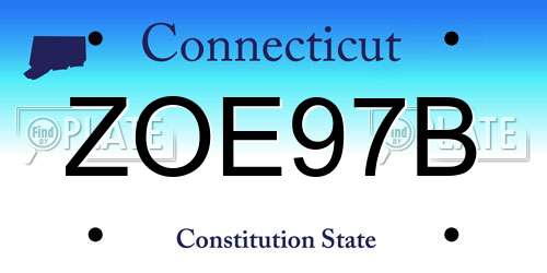ZOE97B Connecticut License Plate