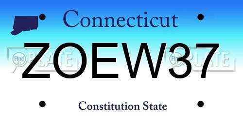 ZOEW37 Connecticut License Plate