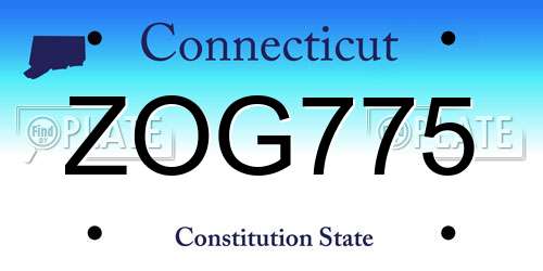 ZOG775 Connecticut License Plate