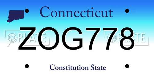 ZOG778 Connecticut License Plate