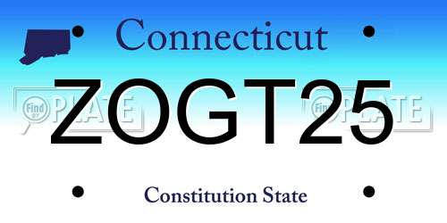 ZOGT25 Connecticut License Plate