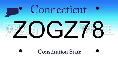 ZOGZ78 Connecticut License Plate