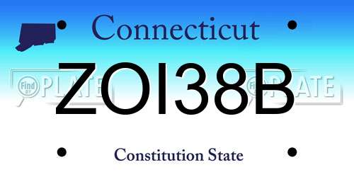 ZOI38B Connecticut License Plate