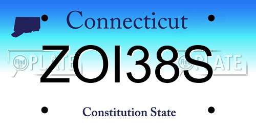 ZOI38S Connecticut License Plate