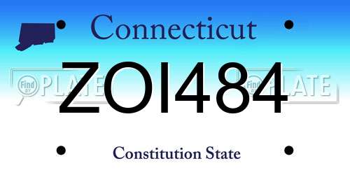 ZOI484 Connecticut License Plate
