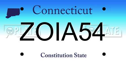 ZOIA54 Connecticut License Plate