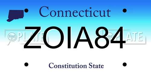 ZOIA84 Connecticut License Plate