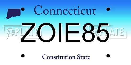 ZOIE85 Connecticut License Plate