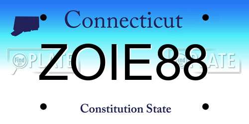 ZOIE88 Connecticut License Plate