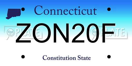 ZON20F Connecticut License Plate