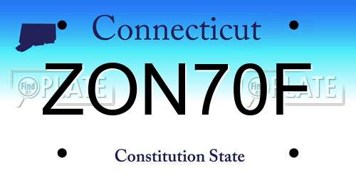 ZON70F Connecticut License Plate