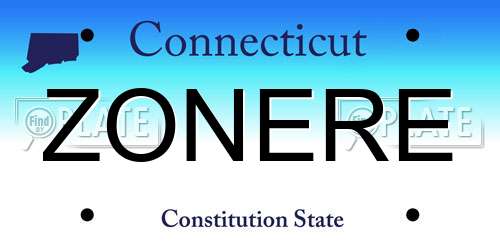 ZONERE Connecticut License Plate