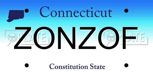ZONZOF Connecticut License Plate