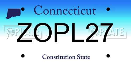 ZOPL27 Connecticut License Plate