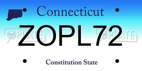 ZOPL72 Connecticut License Plate