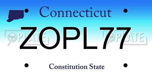 ZOPL77 Connecticut License Plate