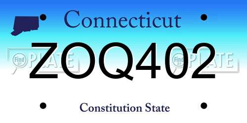 ZOQ402 Connecticut License Plate