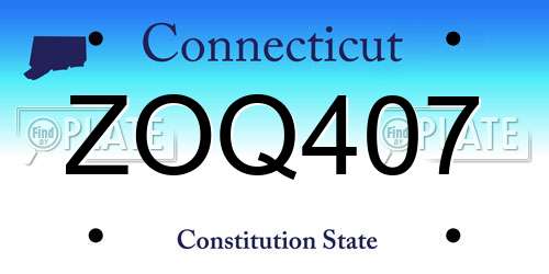 ZOQ407 Connecticut License Plate