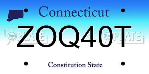 ZOQ40T Connecticut License Plate