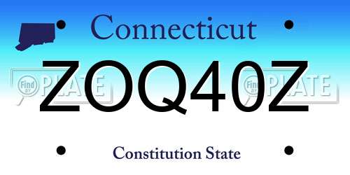 ZOQ40Z Connecticut License Plate