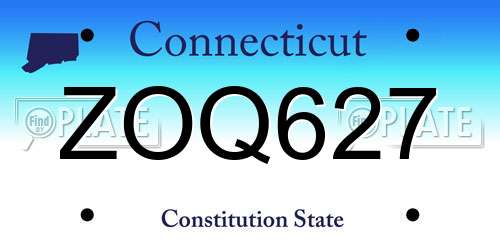ZOQ627 Connecticut License Plate