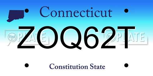 ZOQ62T Connecticut License Plate