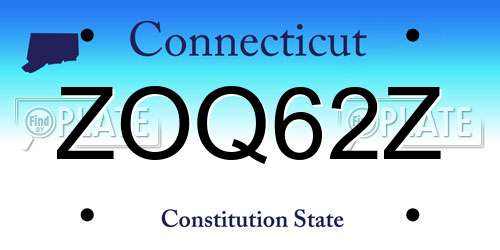 ZOQ62Z Connecticut License Plate