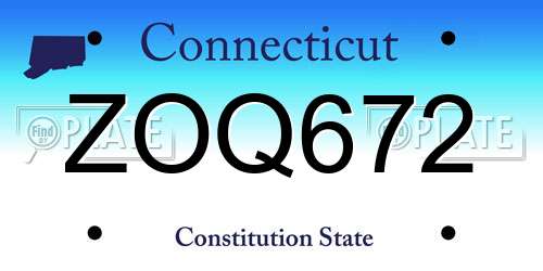 ZOQ672 Connecticut License Plate