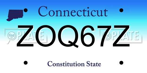 ZOQ67Z Connecticut License Plate