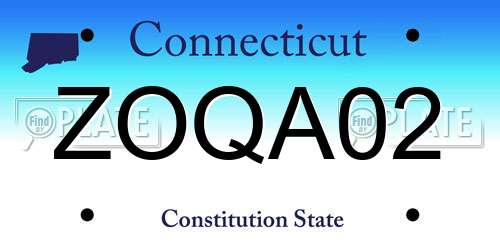 ZOQA02 Connecticut License Plate