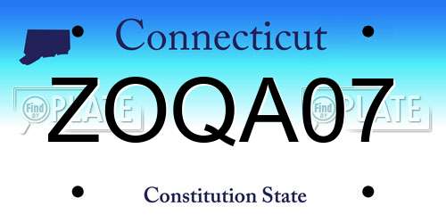 ZOQA07 Connecticut License Plate