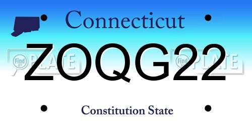 ZOQG22 Connecticut License Plate