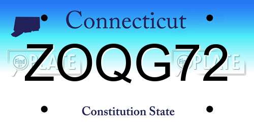 ZOQG72 Connecticut License Plate