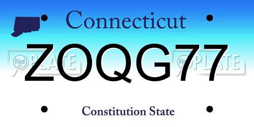 ZOQG77 Connecticut License Plate