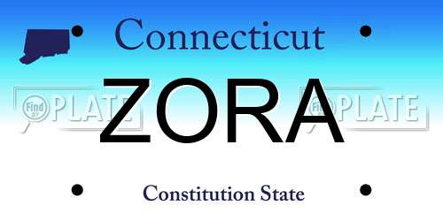 ZORA Connecticut License Plate