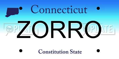 ZORRO Connecticut License Plate