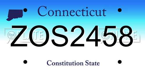 ZOS2458 Connecticut License Plate