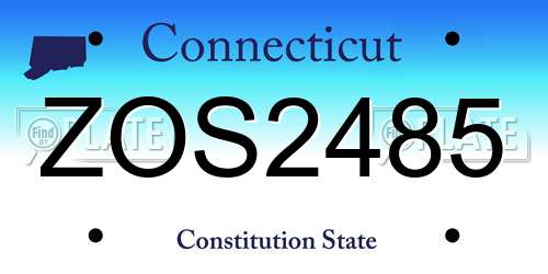ZOS2485 Connecticut License Plate