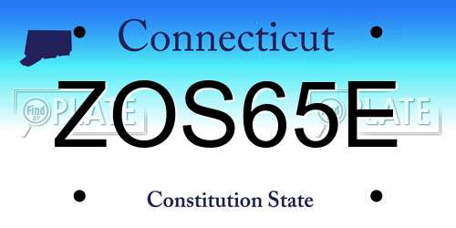 ZOS65E Connecticut License Plate