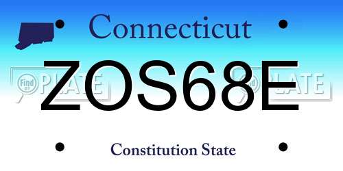 ZOS68E Connecticut License Plate