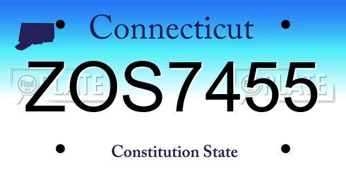 ZOS7455 Connecticut License Plate