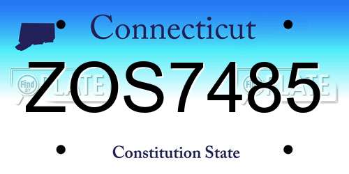 ZOS7485 Connecticut License Plate
