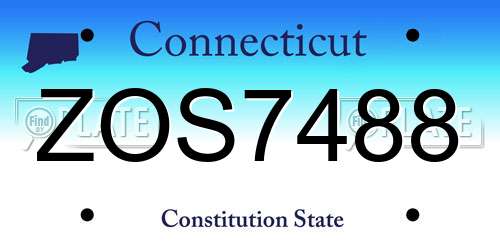 ZOS7488 Connecticut License Plate