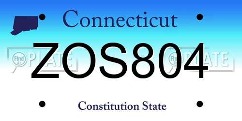 ZOS804 Connecticut License Plate